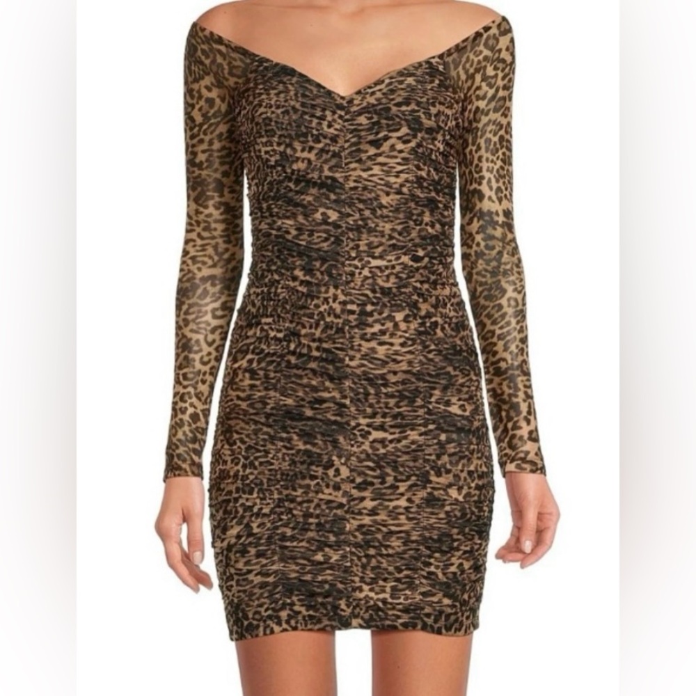 Good American Mesh Leopard Print Mini Dress. Size medium.